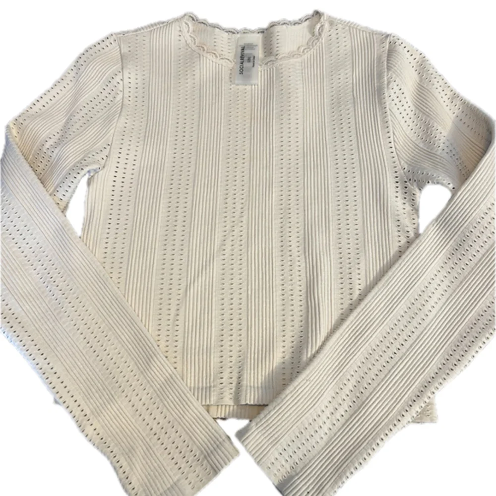 Fitted Beige Pointelle Like Top By Social Revival NWOT